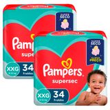 Kit 2 Fralda Pampers Premium Care Tamanho Xxg Pacote Hiper 56 Fraldas Descartáveis Cada