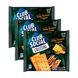 Kit 3 Biscoito Club Social Crostini Queijo Parmesão E Vegetais 80g