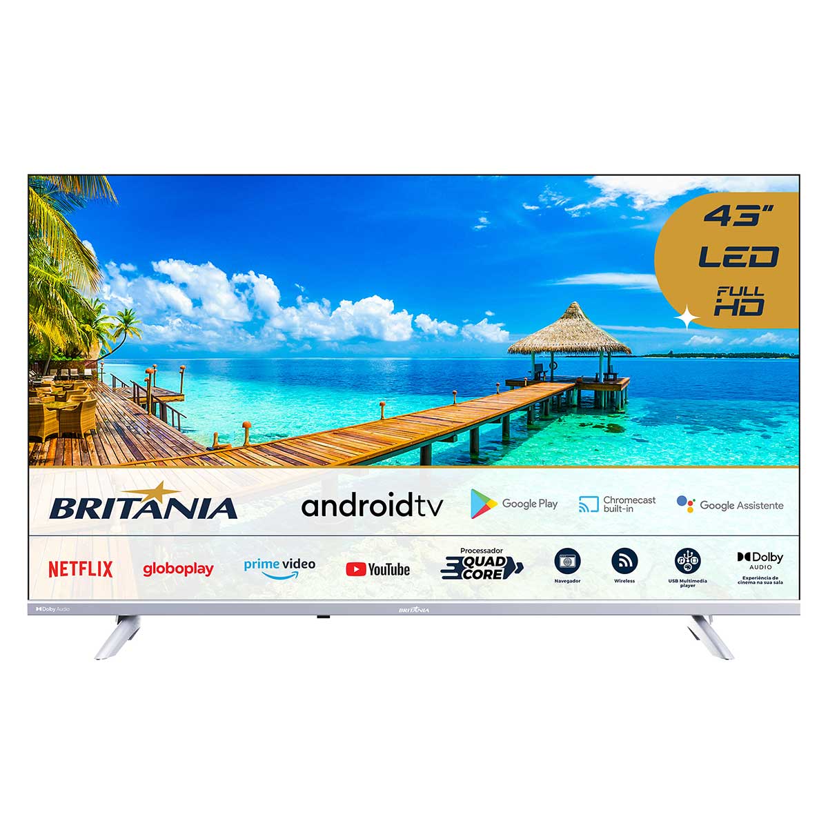 Smart TV Britânia 43 Polegadas BTV43E3AAGSSGBLF Full HD LED Dolby Audio Android TV Menor preço em Smart TV Britânia 43 Polegadas BTV43E3AAGSSGBLF Full HD LED Dolby Audio Android TV