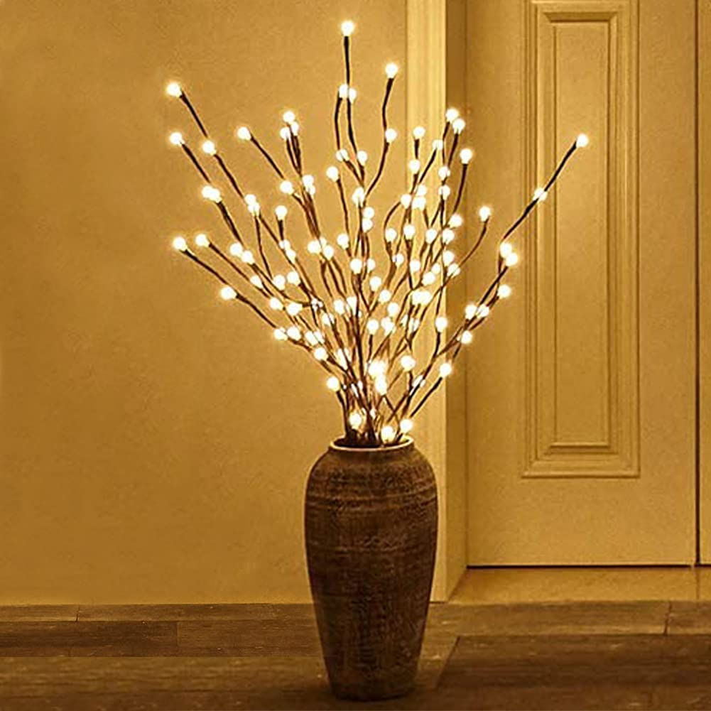 3 Luzes De Galho De Pacote Luzes Elétricas De Galho - 60 Luzes De Galhos Led Com Plug Usb Galhos Florais Iluminados Para Decoração De Nata