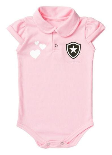 Body Bebê Botafogo Polo Rosa Manga Curta - Torcida Baby