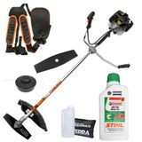 Máquina De Cortar Grama Á Gasolina Grh520 Roçadeira Terra Profissional 52cc 2,5hp Completa Com Faca 2 Pontas E Cabeçote Nylon + Óleo Stihl 2t