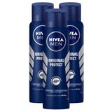 Kit 3x 150ml Desodorante Antitranspirante Aerosol Nivea Men Original Protect