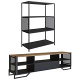 Rack 180 Cm Gaveta Estante 77 Cm Industrial 17x24 Preto Mell Pp