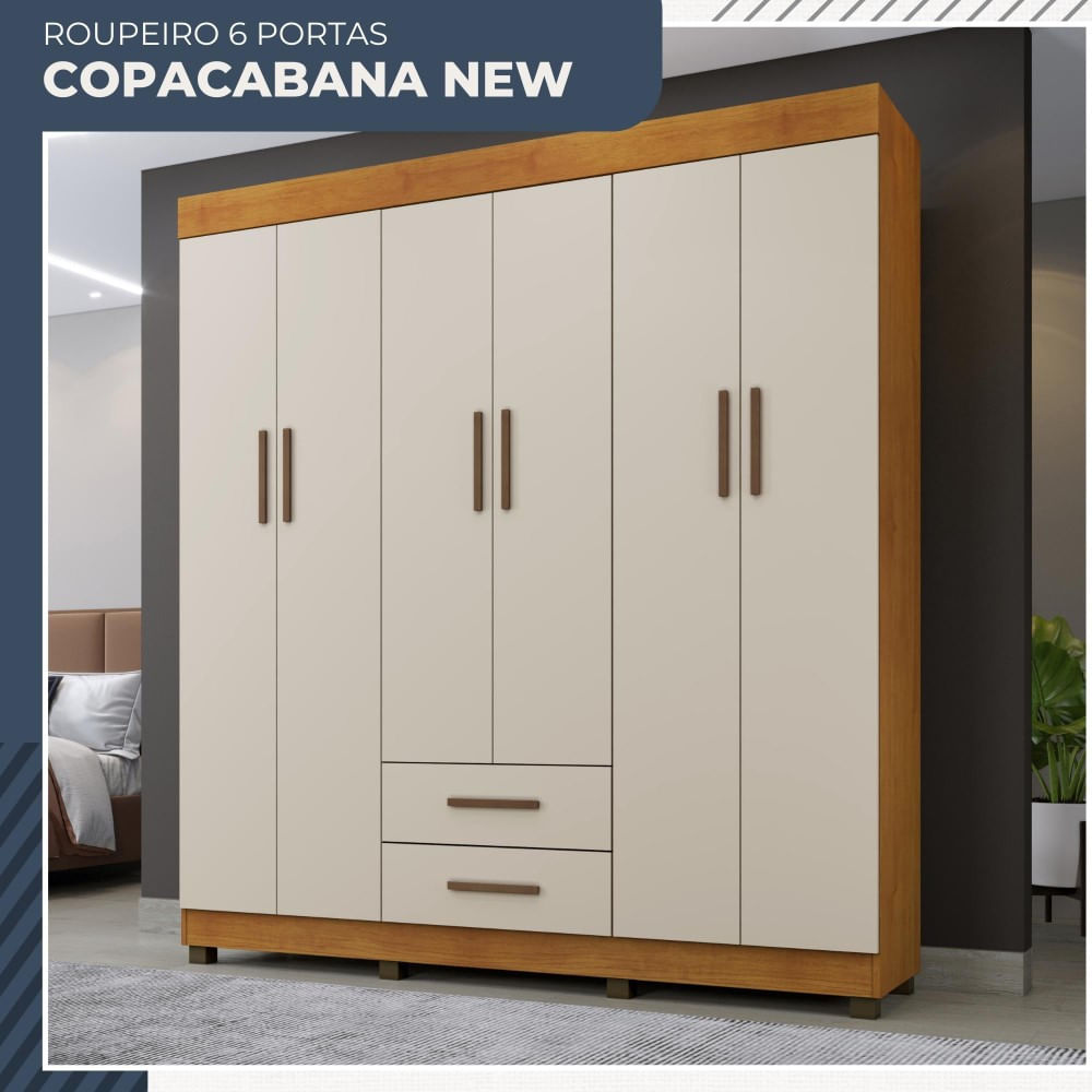 Guarda Roupa Copacabana New 6 Portas 2 Gavetas Benetil Móveis