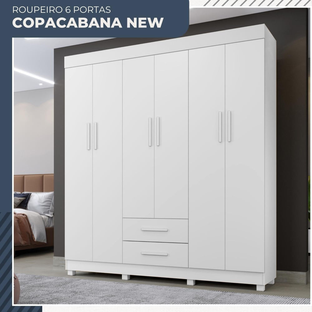 Guarda Roupa Copacabana New 6 Portas 2 Gavetas Benetil Móveis