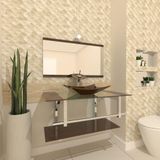Gabinete de Vidro 90cm Inox com Cuba Retangular Marrom