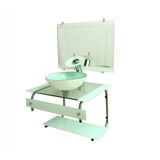 Gabinete de Vidro 60cm Inox com Cuba Redonda Branco