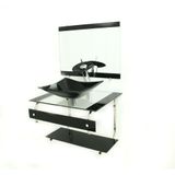 Gabinete de Vidro 60cm Inox com Cuba Retangular Preto