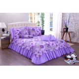 Kit Colcha Cobre Leito Belize Casal Queen 06 Pçs Floral Lilas