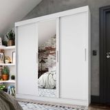 Guarda-roupa Casal Com Espelho Paris 3 Pt 2 Gv Branco
