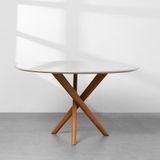 Mesa De Jantar Thai Redonda Vidro Off White - 1,20m