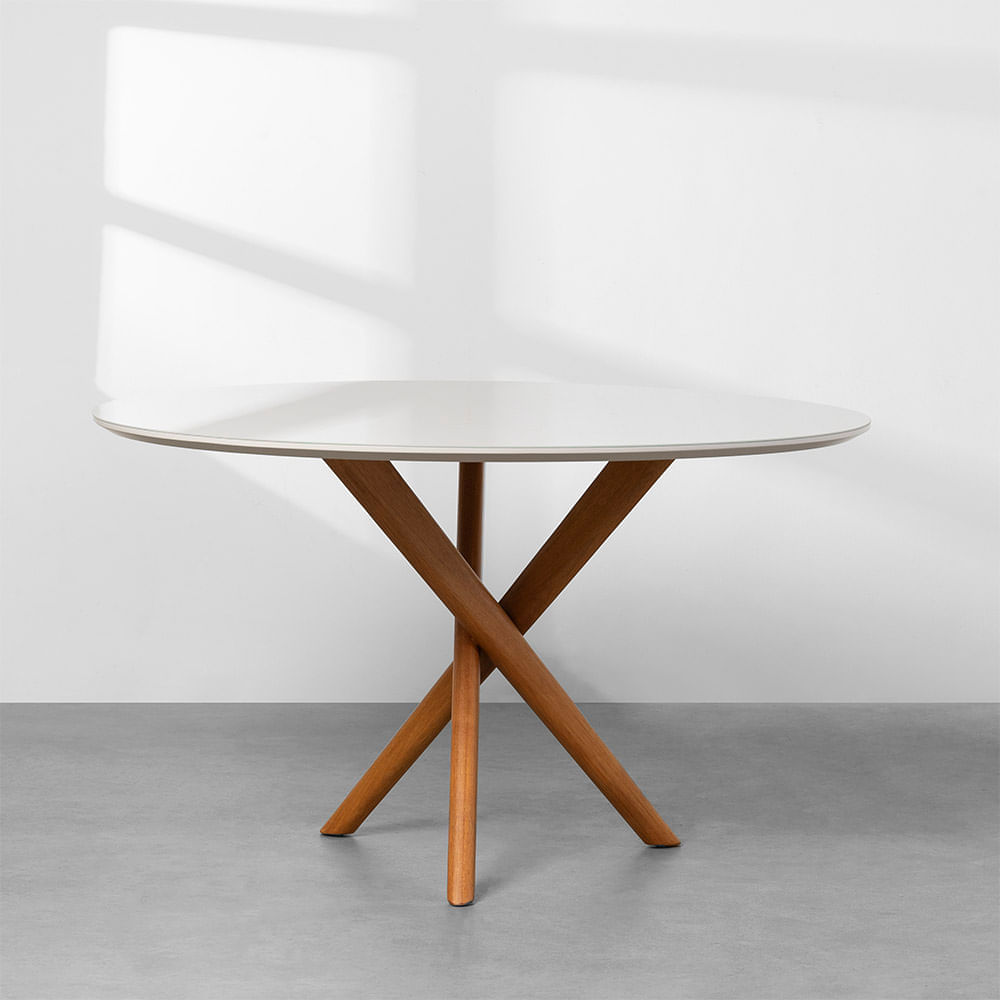 Mesa De Jantar Thai Redonda Vidro Off White - 1,20m