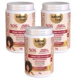 Kit 3 Cremes Para Pentear Salon Line S.o.s Rícino E Queratina 1kg