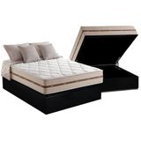 Cama Box Baú Casal: Colchão Molas Ensacadas Anjos Masterpocket Classic + Base Crc Suede Black(138x188)