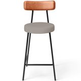 Banqueta Baixa Cozinha Sala Jantar Bancada Milão L02 Couríssimo Camel Linho Bege -lyamdecor