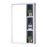 Espelho Milano Para Banheiro Com Armário Branco E Azul Marinho - 69 X 42cm
