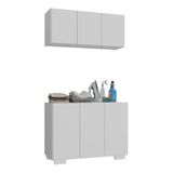 Conjunto Lavanderia Multiuso Armário Aéreo E Balcão 3 Portas Multimóveis Mp5051 Branco