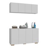 Conjunto Lavanderia Multiuso Armário Aéreo E Balcão 4 Portas Multimóveis Mp5054 Branco/natural