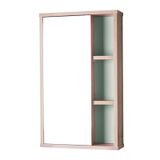 Espelho Milano Para Banheiro Com Armário Carvalho E Verde Menta - 69 X 42cm