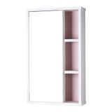 Espelho Milano Para Banheiro Com Armário Branco E Rosa Claro - 69 X 42cm