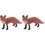 2 Peças De Estatueta De Raposa Estática Lifelike Fox Models