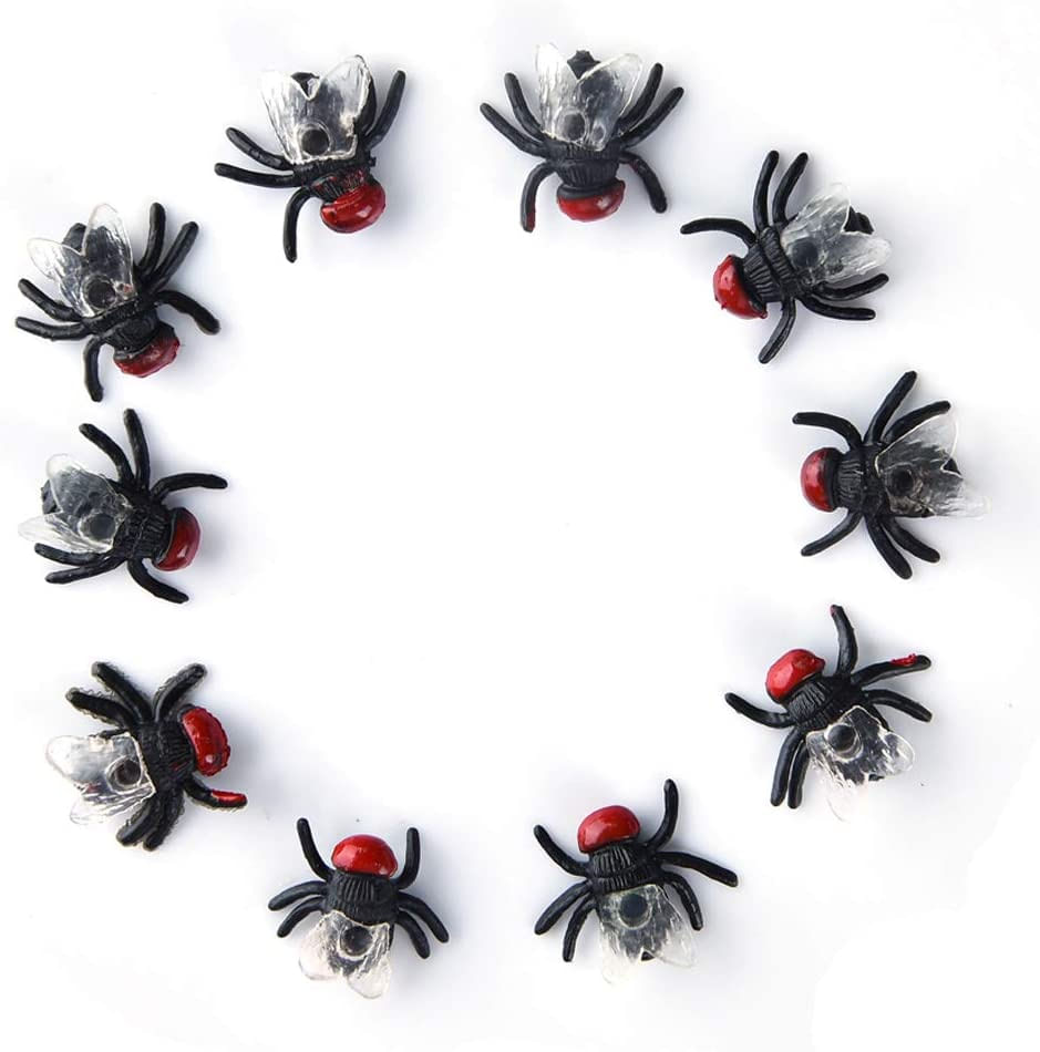 100 Pcs Fake Flies Plástico Simulado Piada Brinquedos Brincadeira Voa Brinquedos Para Piada Halloween Festa Favores