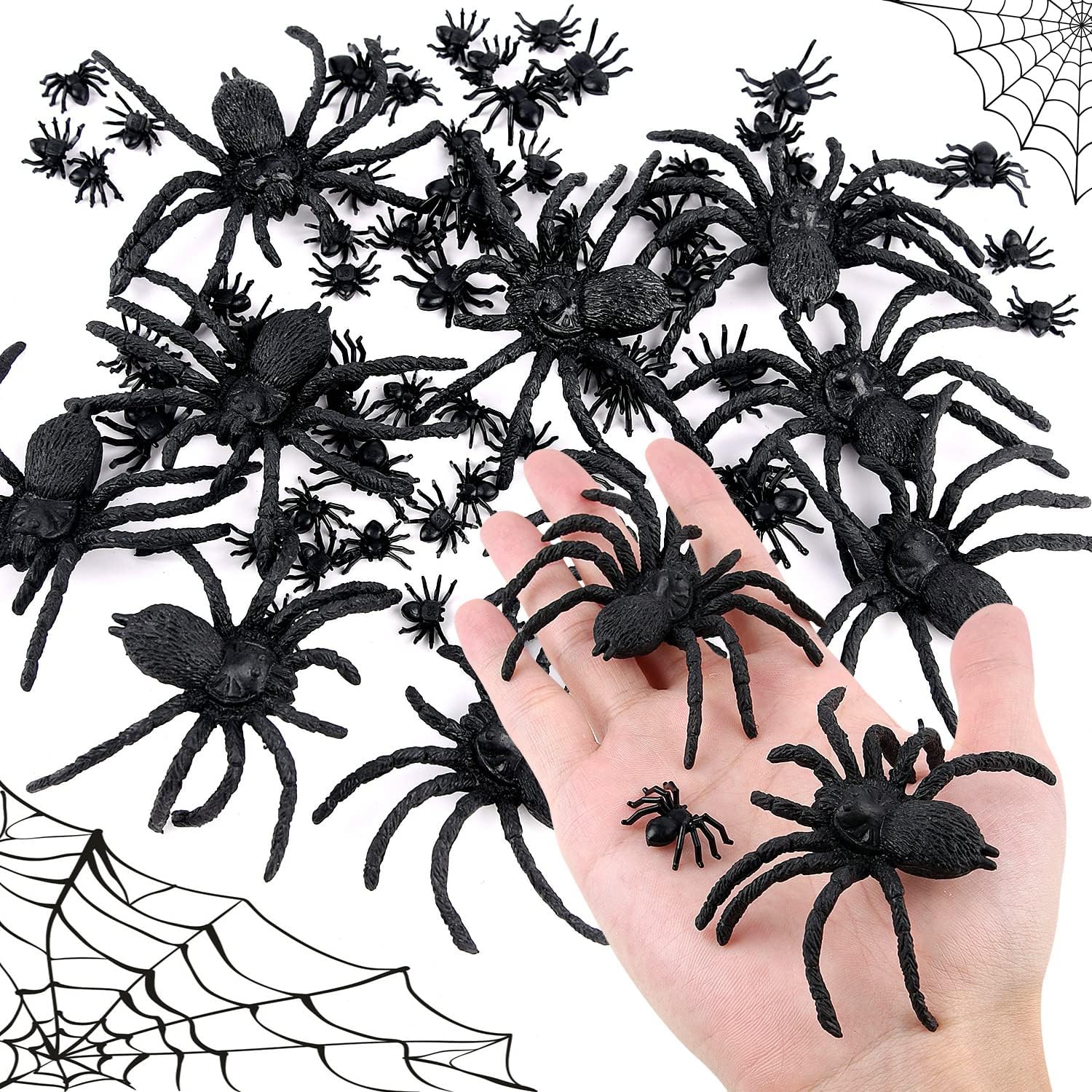 60 Peças Grande Realista Plástico Aranha Halloween Realista