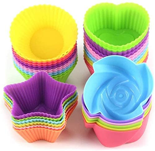 24 Pcs Silicone Cupcake Moldes Bakeware Muffin Bolo De Pão Caes Moldes, Nonstick Reusable &amp; Heat Resisitant Baking Cups Cupcake Baking Liner