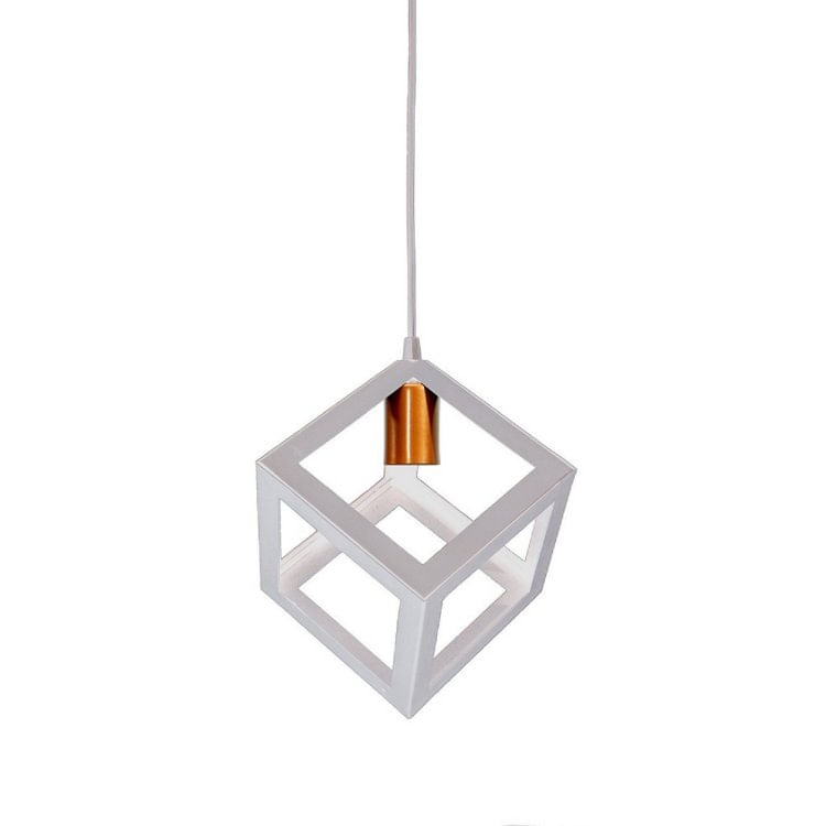 Pendente Decorativo Cube Conti Iluminação Branco/Cobre Fosco