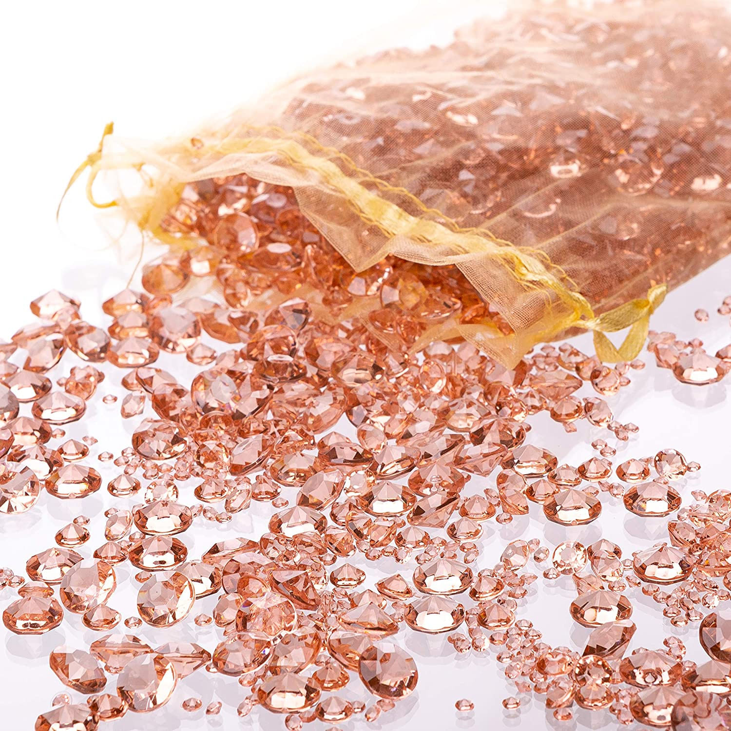 Rose Gold Diamond Table Confetti Party &amp; Wedding Decorações, Mais De 3.000 Gemas De Dispersão De Espumante Acrílico Com 3mm, Diamantes Taman