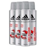 Kit 4 Desodorantes Aerosol Adidas Dry Power Masculino 150ml