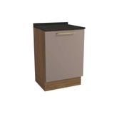 Gabinete De Cozinha Modulado Balcão Botanic M629 1 Porta C/tampo 60cm Nogueira/fendi/preto Brilho - Kappesberg