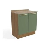 Gabinete De Cozinha Modulado Balcão Botanic M623 2 Portas C/tampo 80cm Nogueira/oliva/nogueira - Kappesberg