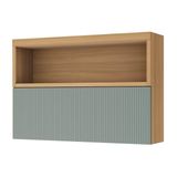 Armário De Cozinha Modulado Marquesa C/ Nicho E 1 Porta Basculante Ripada 120cm Nature/verde - Nesher
