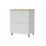 Gabinete De Cozinha Modulado Balcão Rainha 1 Porta E 1 Gaveta C/ Tampo 70cm Branca/nature - Nesher