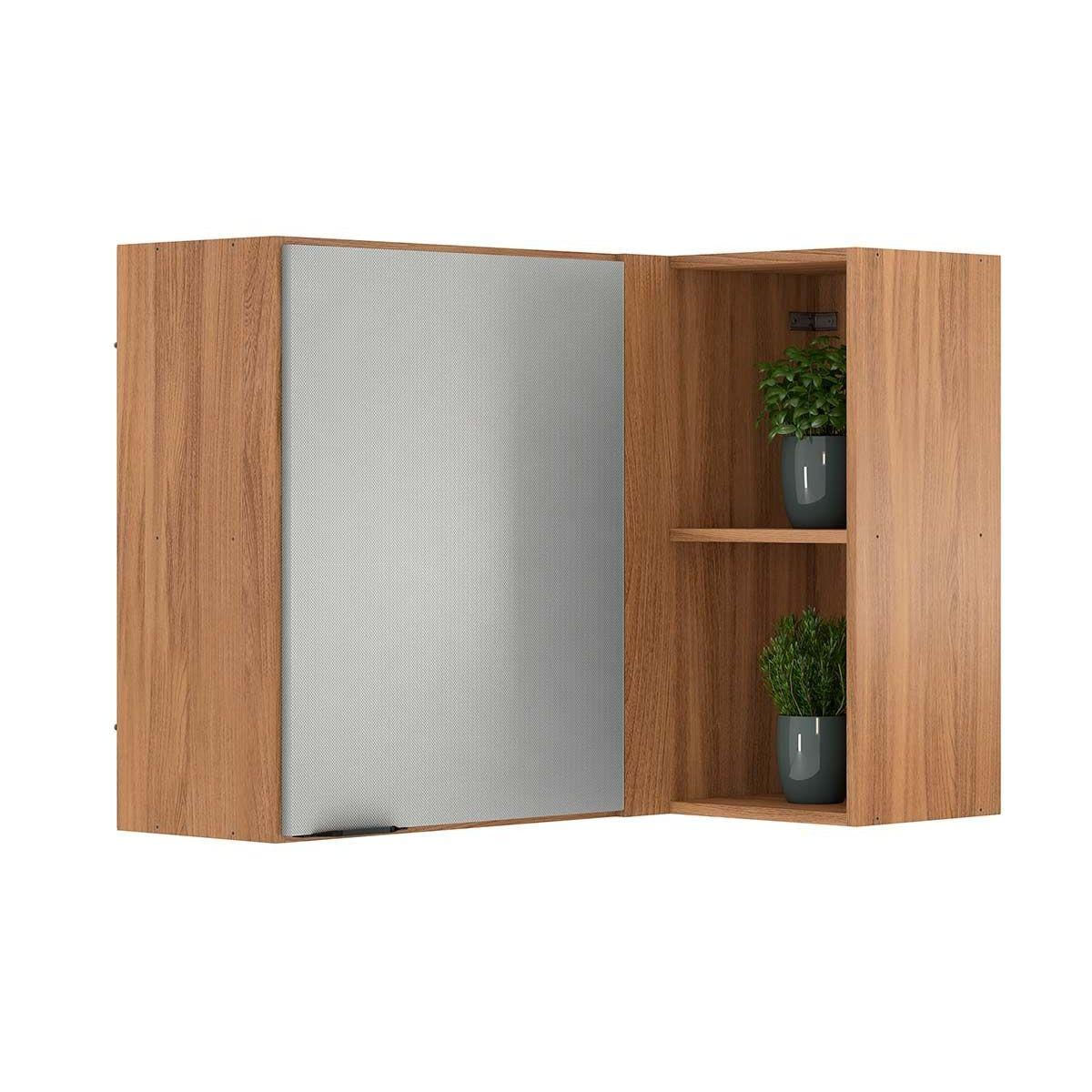 Armário Aéreo Cozinha Modulado Firenze Canto Reto Nicho 1 Porta 90cm Amendola/nude Prime Tx - Demóbile