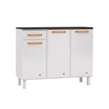 Gabinete P/pia Cozinha Balcão Diamante Smart Aço 3 Portas E 1 Gaveta C/tampo 105cm Branco - Telasul