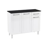 Gabinete P/pia Cozinha Balcão Topázio Aço 3 Portas E 1 Gaveta C/tampo 105cm Branco - Telasul