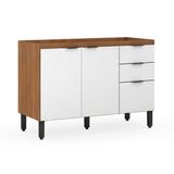 Gabinete P/pia Cozinha Balcão Firenze 3 Portas E 2 Gaveta S/ Tampo 120cm Amendola/branco - Demóbile