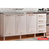 Gabinete P/pia Cozinha Balcão Star New Aço 3 Portas E 4 Gavetas S/tampo 160cm Branco - Telasul