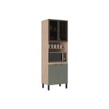 Torre Quente De Cozinha Paneleiro Firenze Forno C/ Prateleira 4 Portas C/ 2vidro 70x218cm Avena/menta - Demóbile