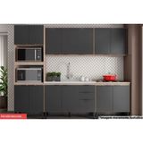 Cozinha Modulada Completa Firenze 5 Peças (2 Aéreos + 2 Balcões + 1 Paneleiro) Fmt009 Avena/grafito - Demóbile