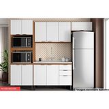 Cozinha Modulada Completa Firenze 4 Peças (2 Aéreos + 1 Balcão + 1 Paneleiro) Fmt004 Amendola/branco - Demóbile