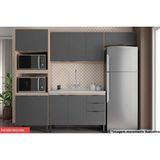 Cozinha Modulada Completa Firenze 4 Peças (2 Aéreos + 1 Balcão + 1 Paneleiro) Fmt004 Avena/grafito - Demóbile