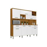 Cozinha Modulada Completa Master 4nichos Microondas E Adega C/7 Portas E 2gavetas 218x201cm Freijó/branco - Nesher