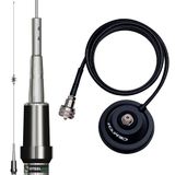 Antena Movel Dual Band Vhf Uhf Ap0191 Suporte Magnetico Com Cabo 4 Metros M-700k