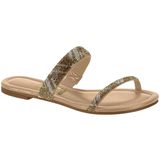 Tamanco Rasteira Feminina Strass Tiras Brilhantes Vizzano 6235.1189.24448 - Bege/cristal - 35