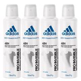 Kit 4 Desodorantes Aerosol Adidas Pro Invisible Feminino 150ml
