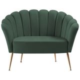 Sofa Namoradeira 2 Lug 135 Cm Aço Dourado 7050 Veludo Verde Dmobiliario